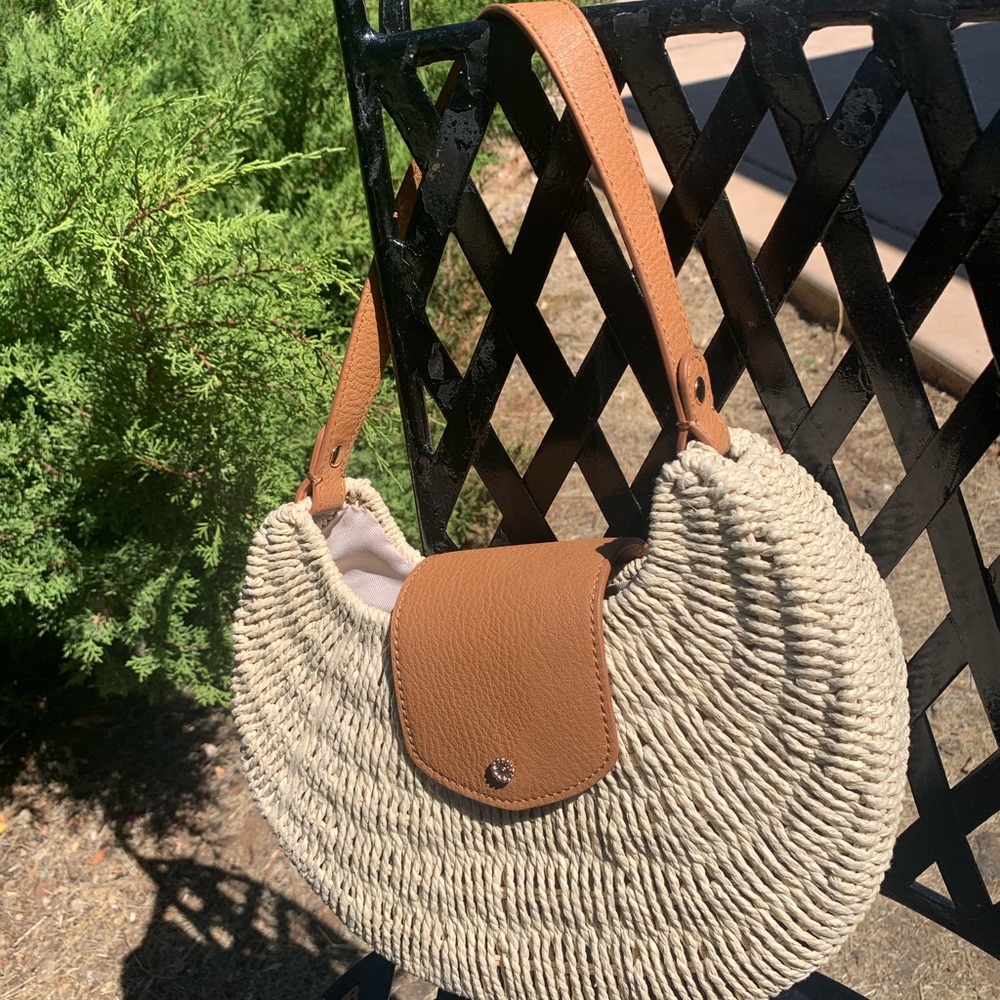 LC Lauren Conrad Woven Tan and Cream Hobo Bag - Picture 6 of 7